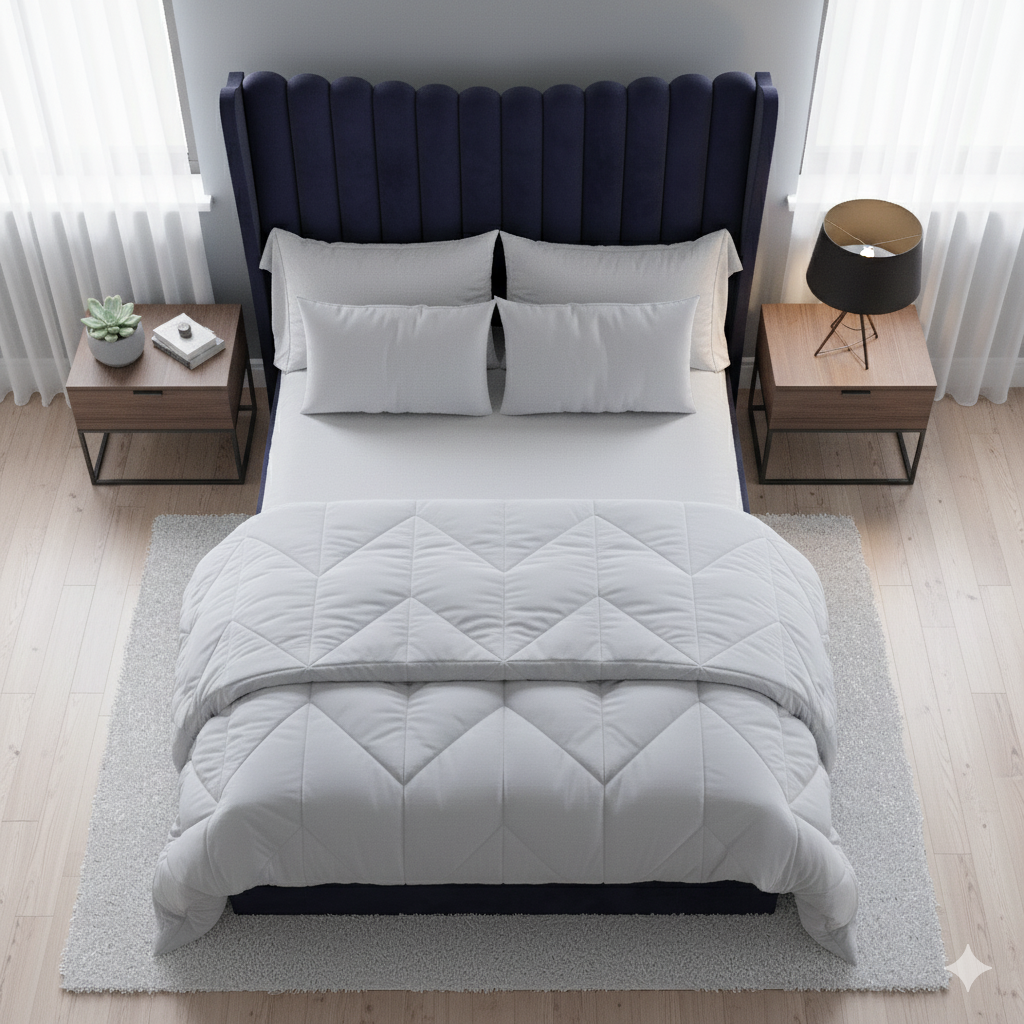 Navy Blue Velvet Bed - Image 2