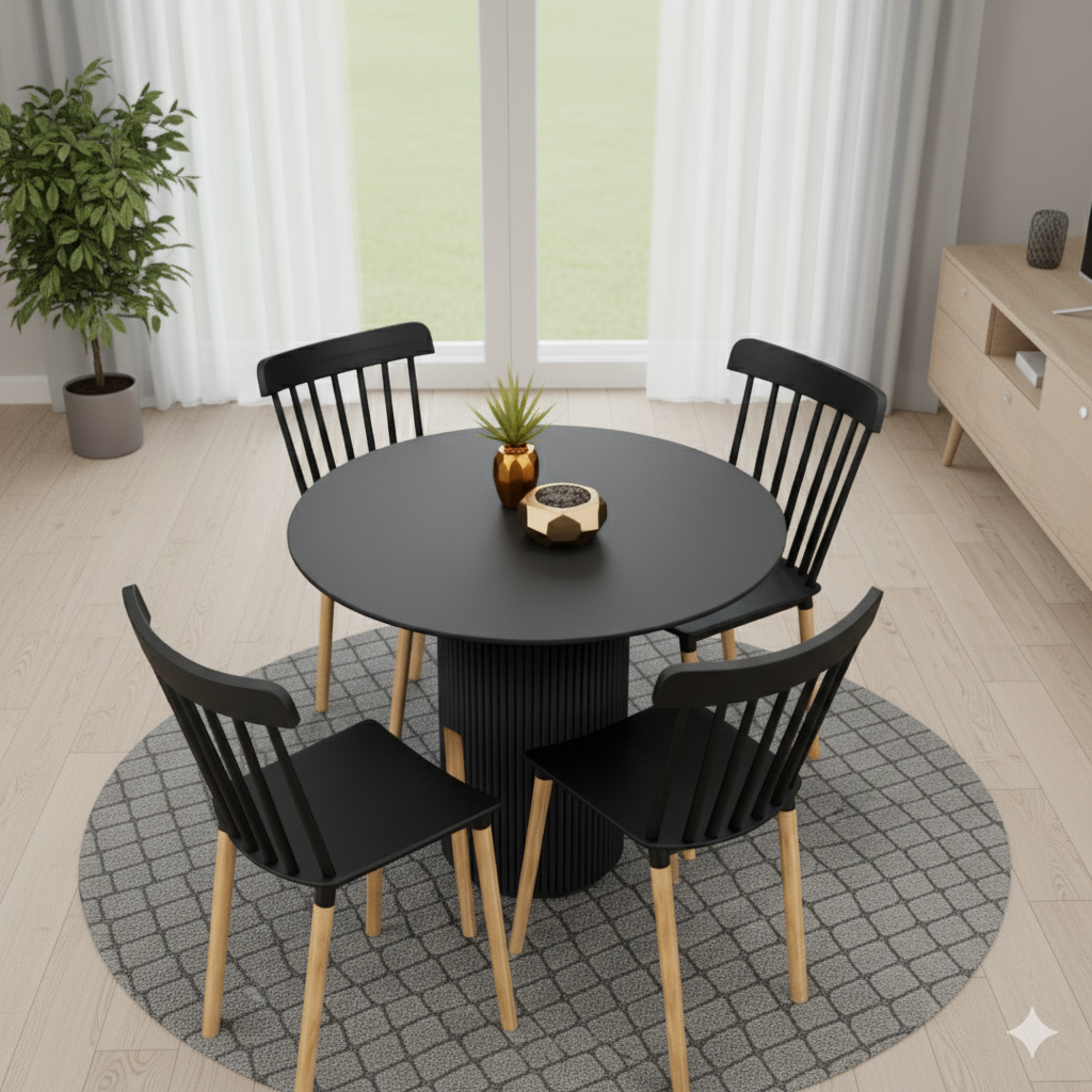 Black Fluted Dining Set - Image 3