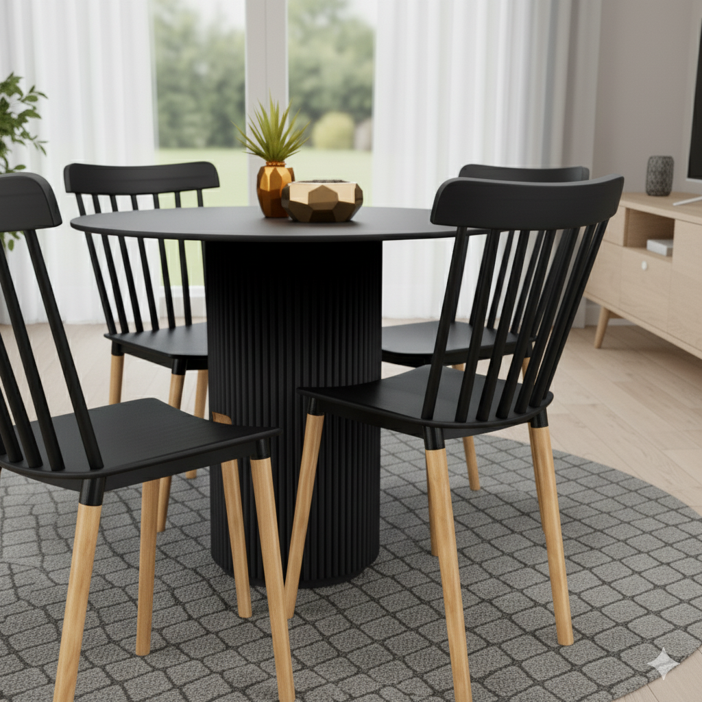 Black Fluted Dining Set - Image 2