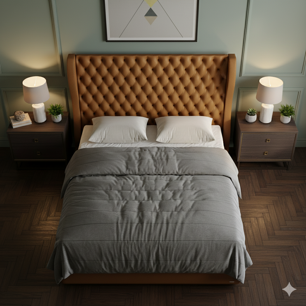 Leather Wingback Bed - Image 2