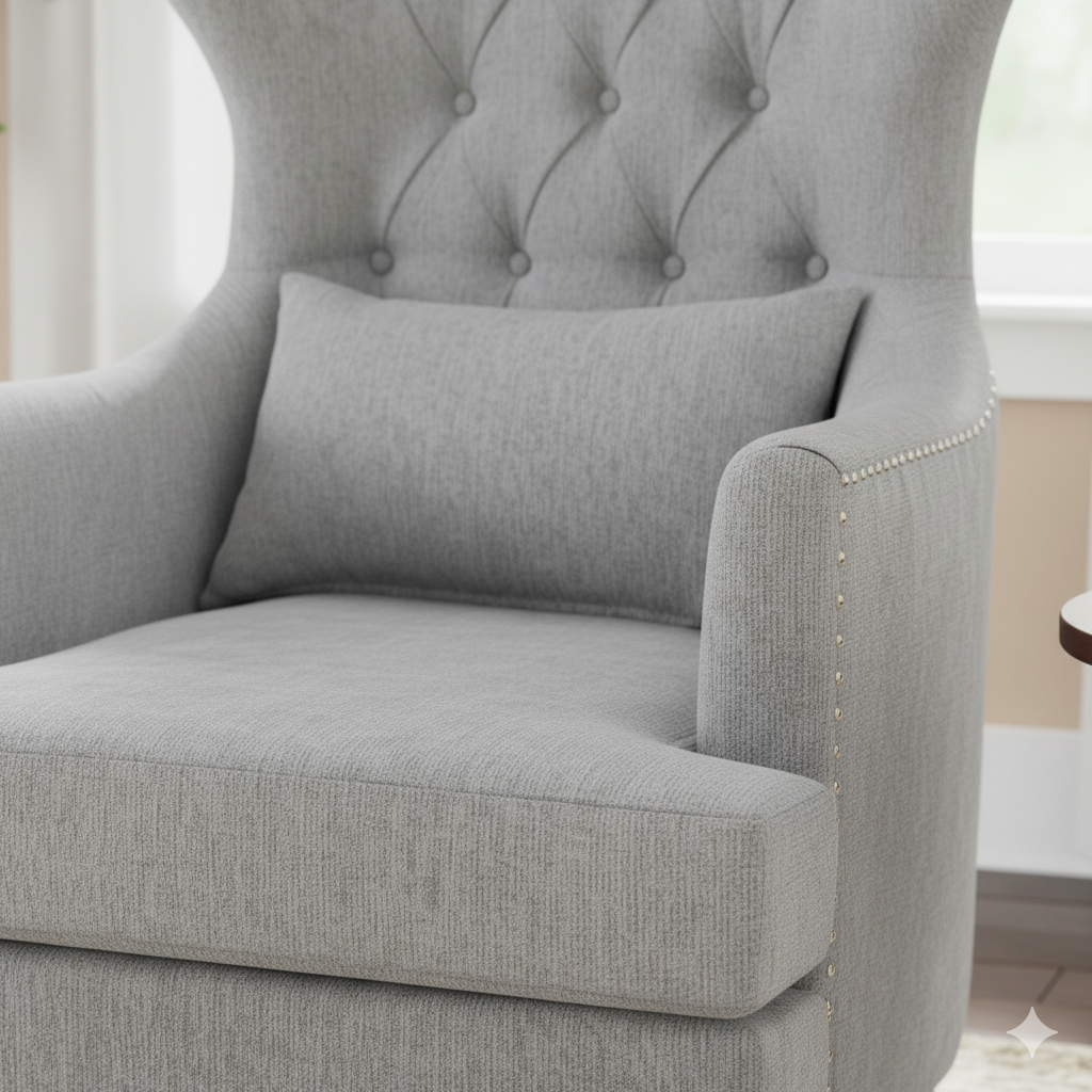 Grey Tufted Wingback - Image 3