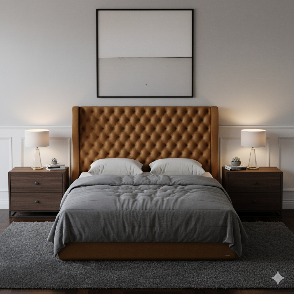 Leather Wingback Bed