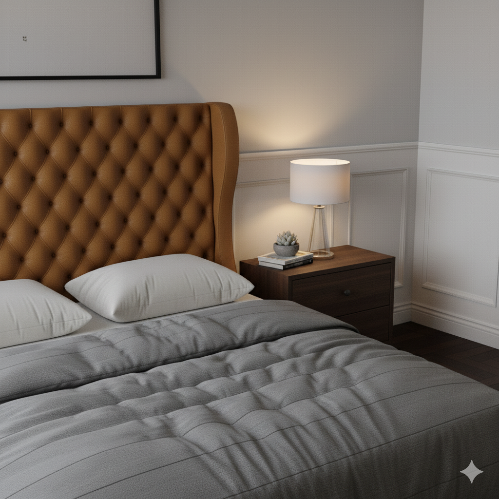 Leather Wingback Bed - Image 4