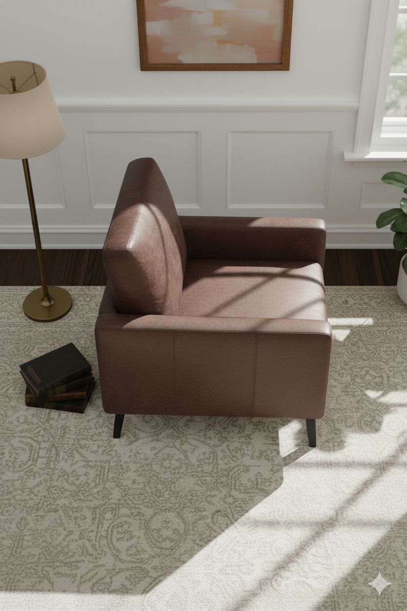 Taupe Leather Accent Armchair - Image 4