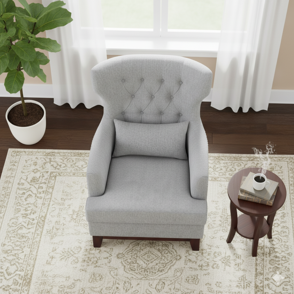 Grey Tufted Wingback - Image 2