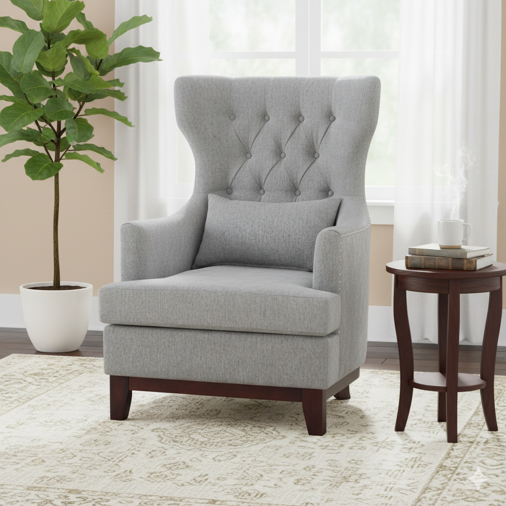 Grey Tufted Wingback - Image 4